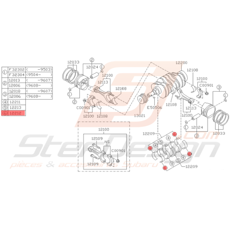 Coussinet N2 de Vilebrequin Origine Subaru GT 1993 - 1998