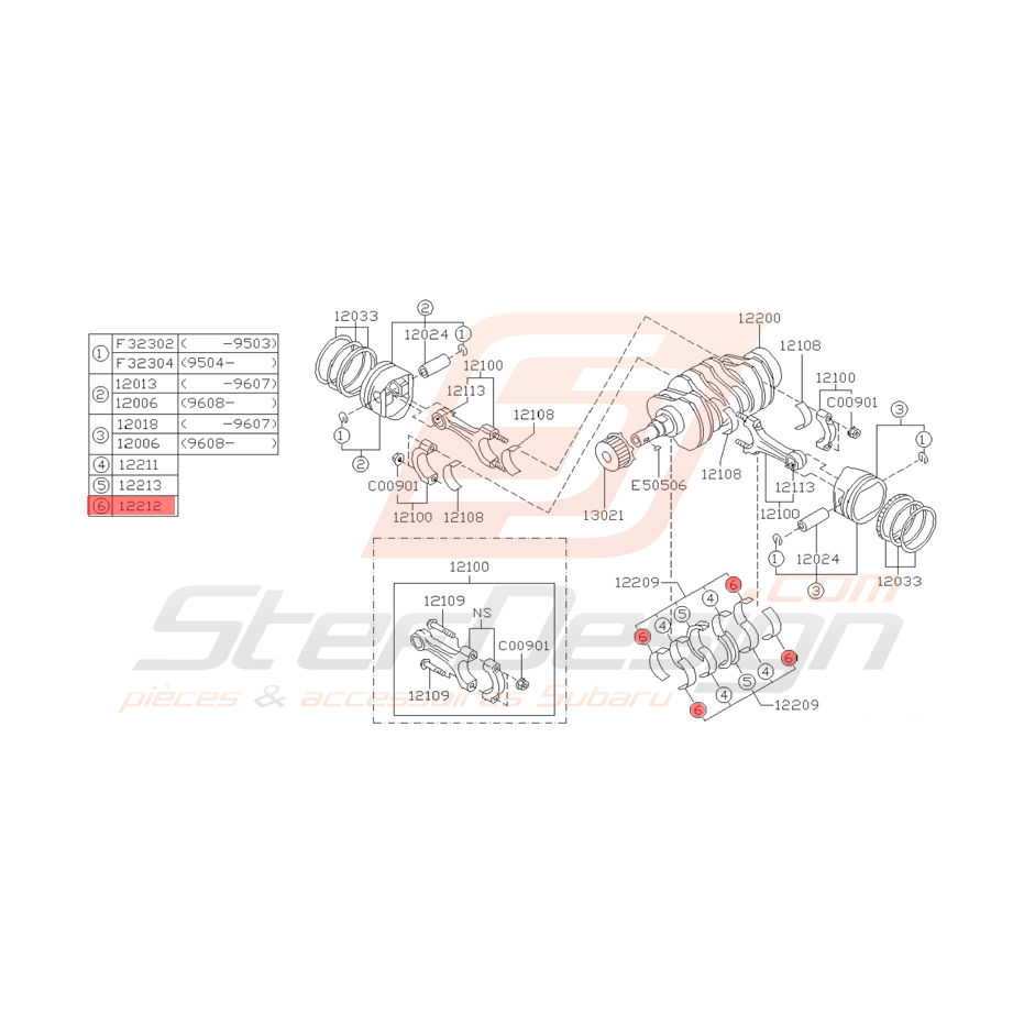 Coussinet N2 de Vilebrequin Origine Subaru GT 1993 - 1998 Coussinet N2 de Vilebrequin Origine Subaru GT 1993 - 1998