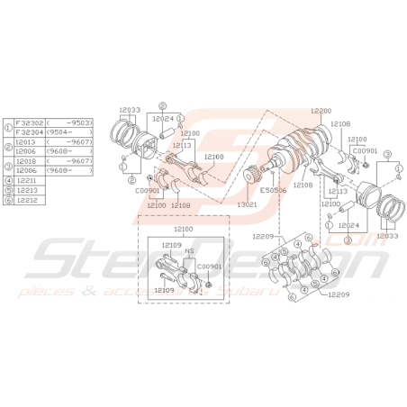 Ensemble Pistons et Villebrequin Origine Subaru GT 1993 - 1998