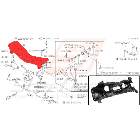 Berceau avant origine SUBARU STI 01-02 WRX 01-04