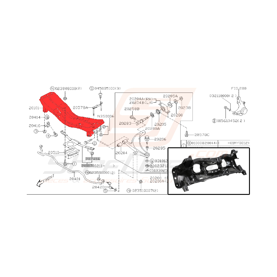 Berceau avant origine SUBARU STI 01-02 WRX 01-04 Berceau avant origine SUBARU STI 01-02 WRX 01-04