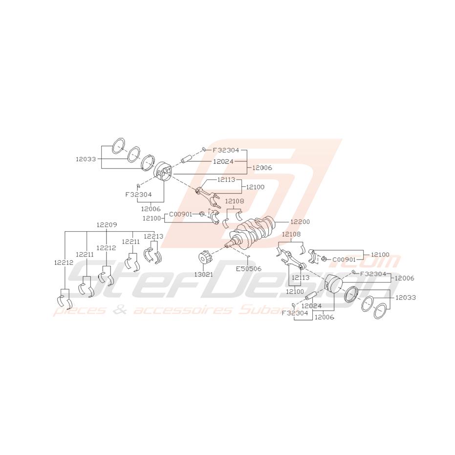 Ensemble Pistons et Vilebrequin Origine Subaru GT 03/1998 - 2000 Ensemble Pistons et Vilebrequin Origine Subaru GT 03/1998 - 2000