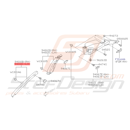 Garniture montant Intérieur de Porte Origine Subaru STI 2008