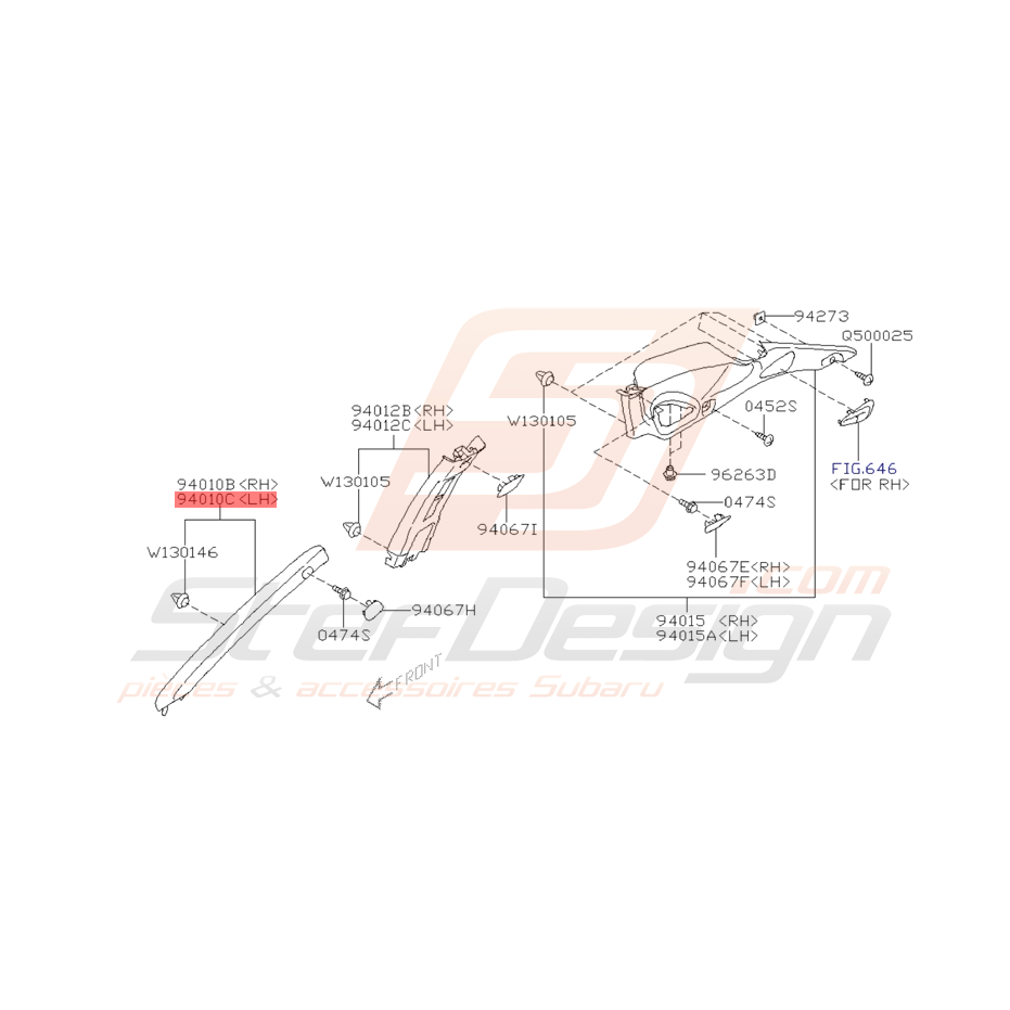Garniture montant Intérieur de Porte Origine Subaru STI 2008 Garniture montant Intérieur de Porte Origine Subaru STI 2008