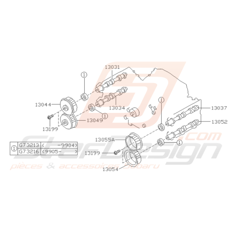 Ensemble Arbre à Cames Origine Subaru GT 1999 - 2000