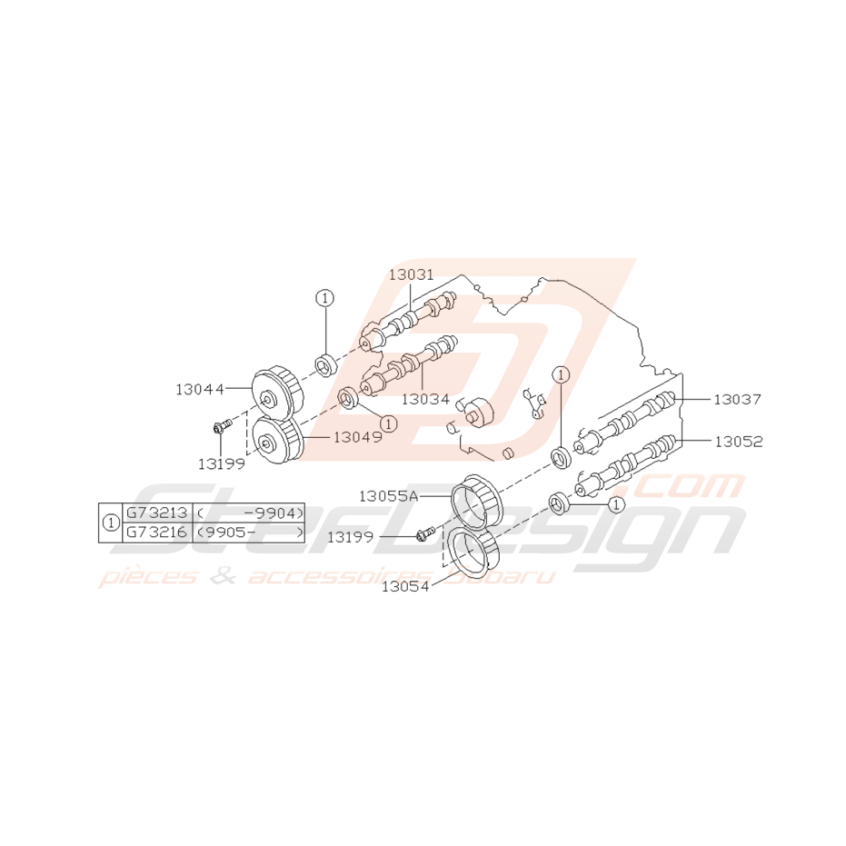Ensemble Arbre à Cames Origine Subaru GT 1999 - 2000