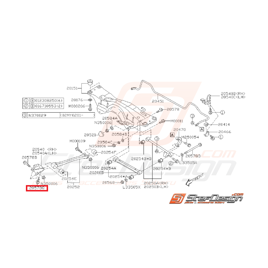 Vis de barre inférieur avant 6 points 