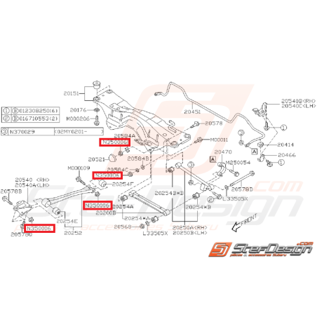 Écrou de train arrière et de fixation de triangle SUBARU WRX/STI 01-11