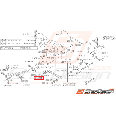 Tirant arrière origine SUBARU WRX 01-04