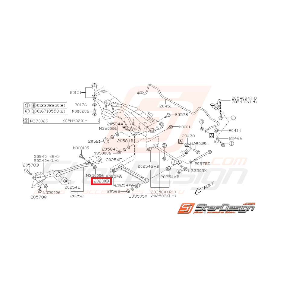 Tirants arrières origine SUBARU WRX 05-06