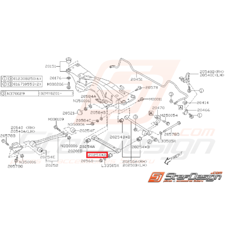 Silent bloc de tirant arrière origine WRX 01-07 FORESTER 2000