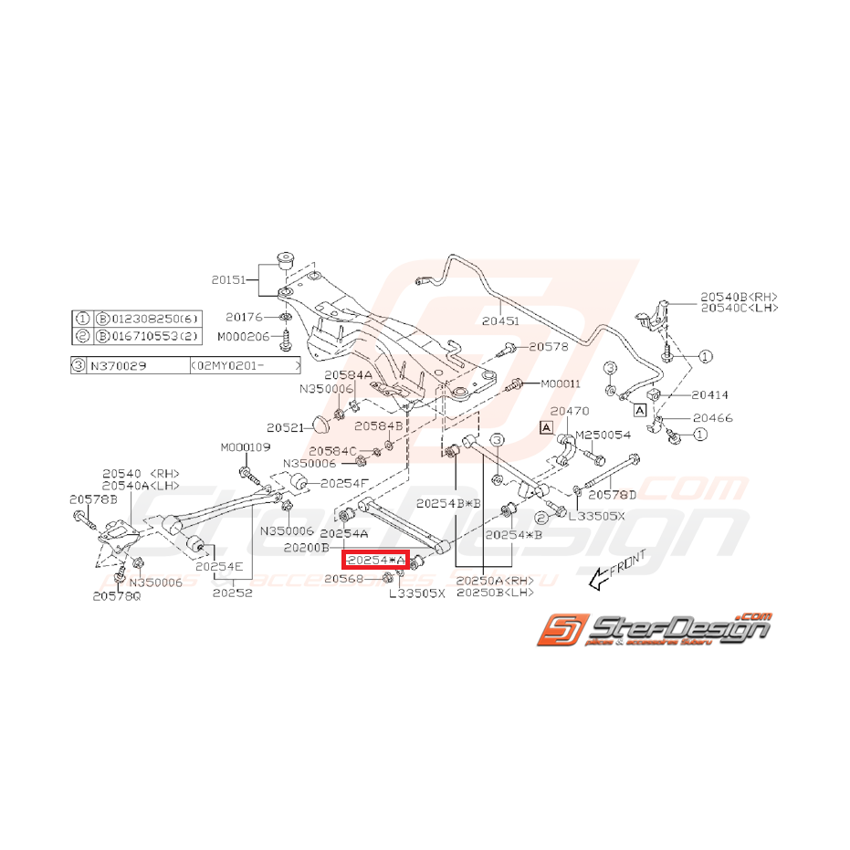 Silent bloc de tirant arrière origine WRX 01-07 FORESTER 2000