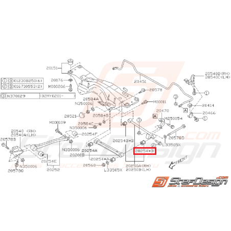 silent bloc de tirant arrière origine subaru GT 96-00