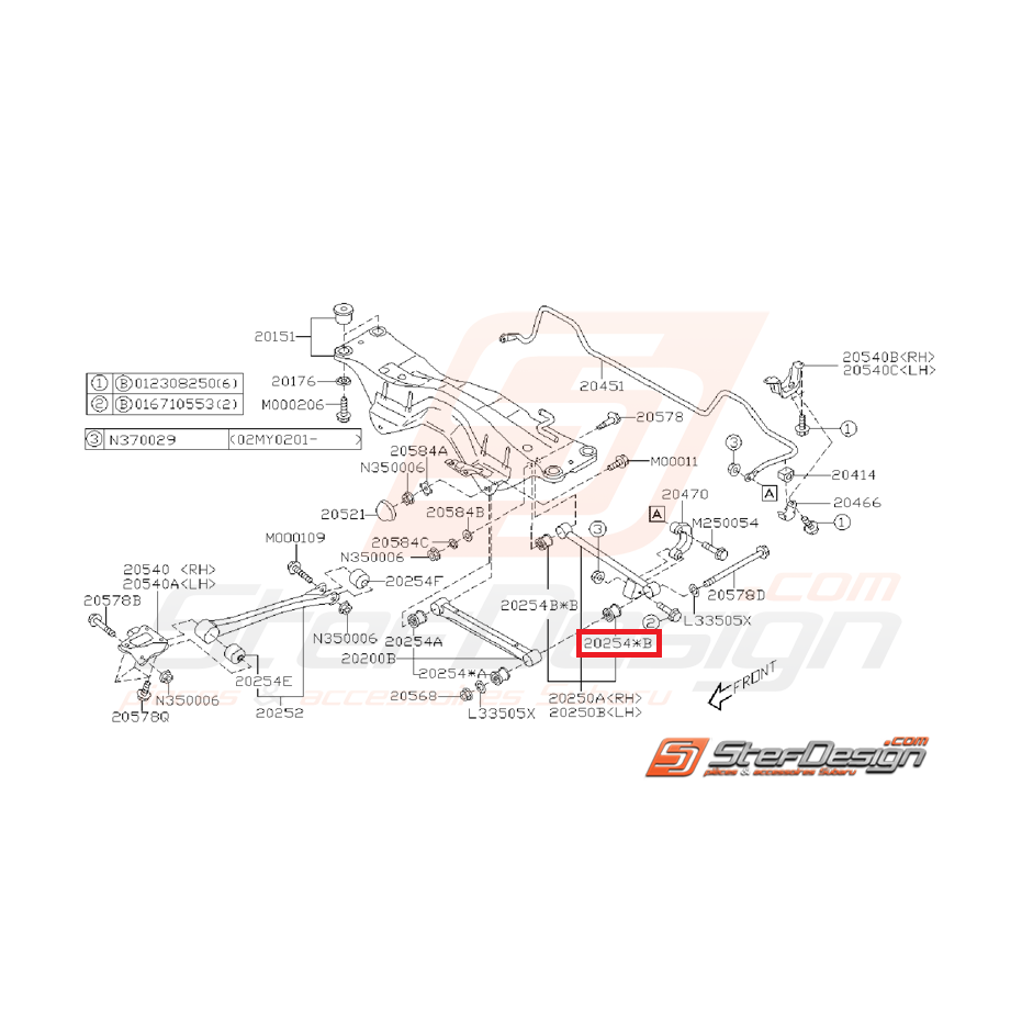 silent bloc de tirant arrière origine subaru GT 96-00