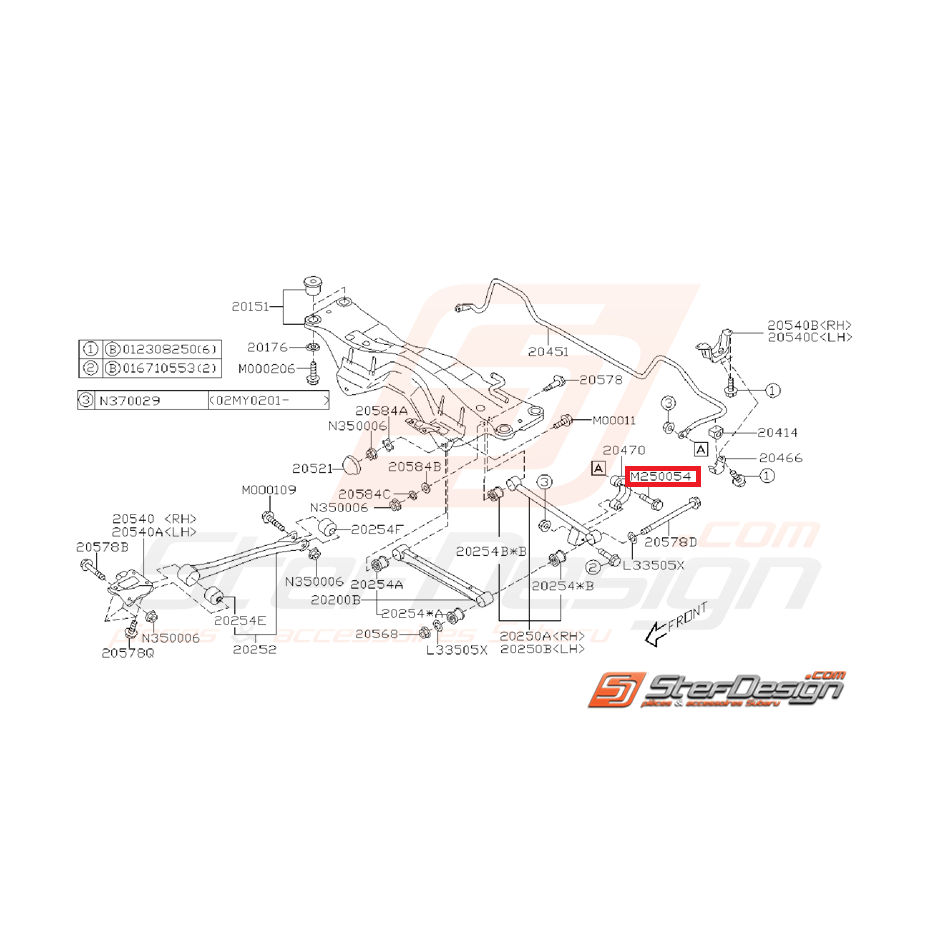 Vis de fixation links arrière SUBARU WRX 01-07 STI 01-04 Vis de fixation links arrière SUBARU WRX 01-07 STI 01-04