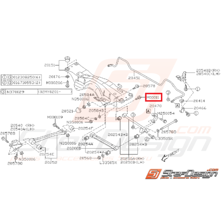 Vis suspension arrière GT 93-00 WRX/STI 01-07