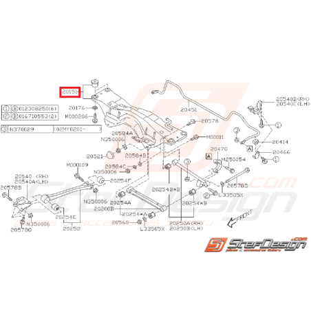 Berceau arrière STI 06-07 WRX 01-07