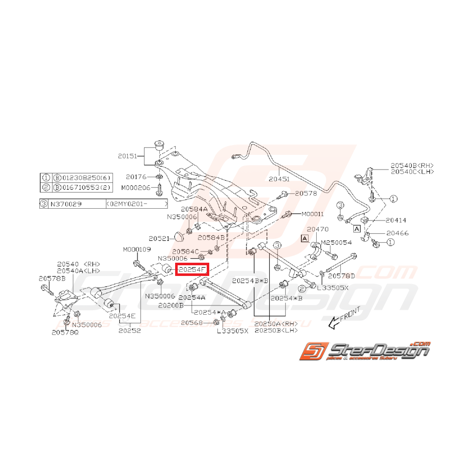 Silent bloc origine de tirant arrière GT 96-00 WRX/STI 01-07