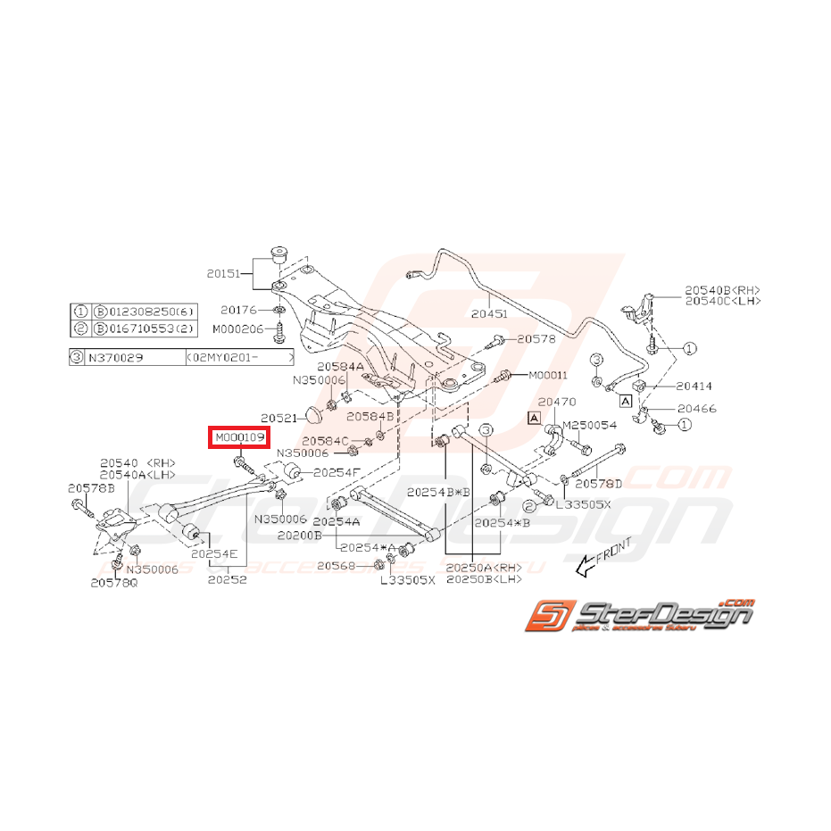 Vis de fixation bras de renfort GT 93-00 WRX/STI 01-07