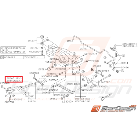 Support de bras de renfort SUBARU WRX/STI 03-07