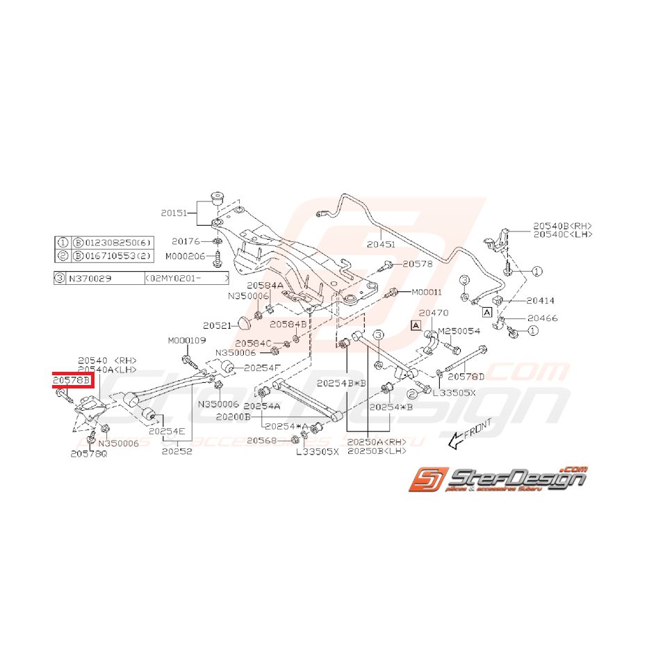 Vis de triangle avant pour GT 93-96 et WRX/STI 2001-2002