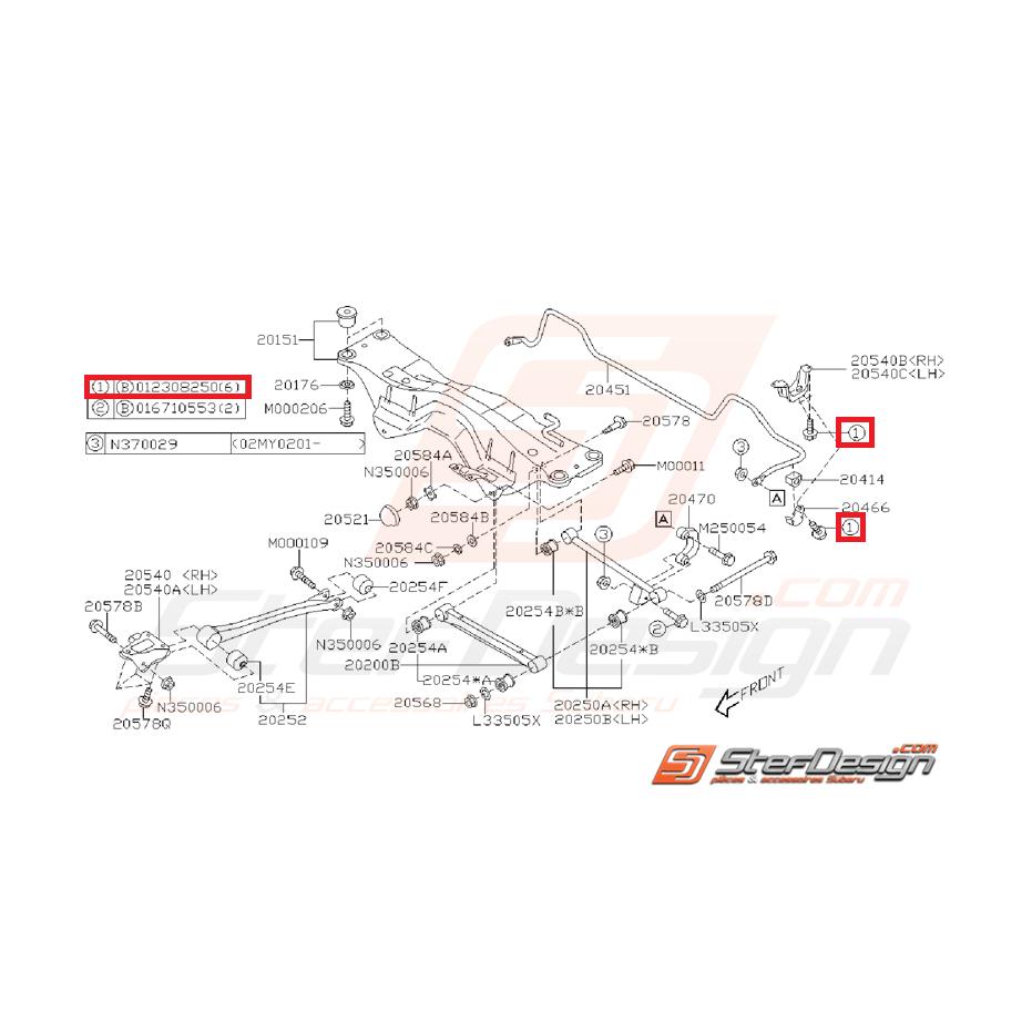 Vis fixation silent bloc barre stabilisatrice WRX/STI 01-07
