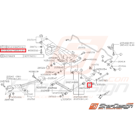 Vis fixation de links arrière GT 93-00 WRX 01-07 STI 01-04