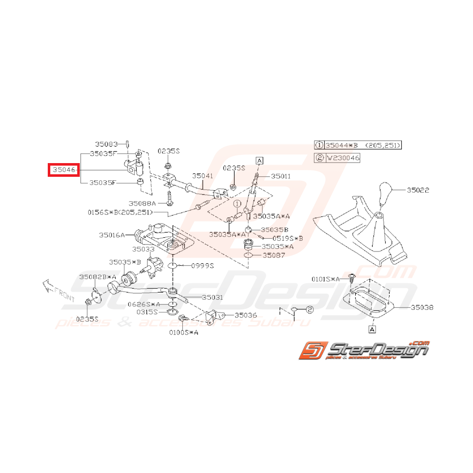 Raccord levier de vitesse boite 5 GT 97-00 WRX 01-05