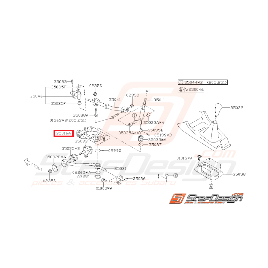 Soufflet intérieur boite 5 levier de vitesse WRX 01-07