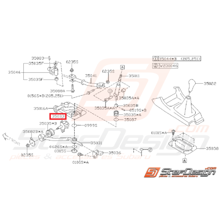 Support de boite de levier boite 5 WRX 01-11