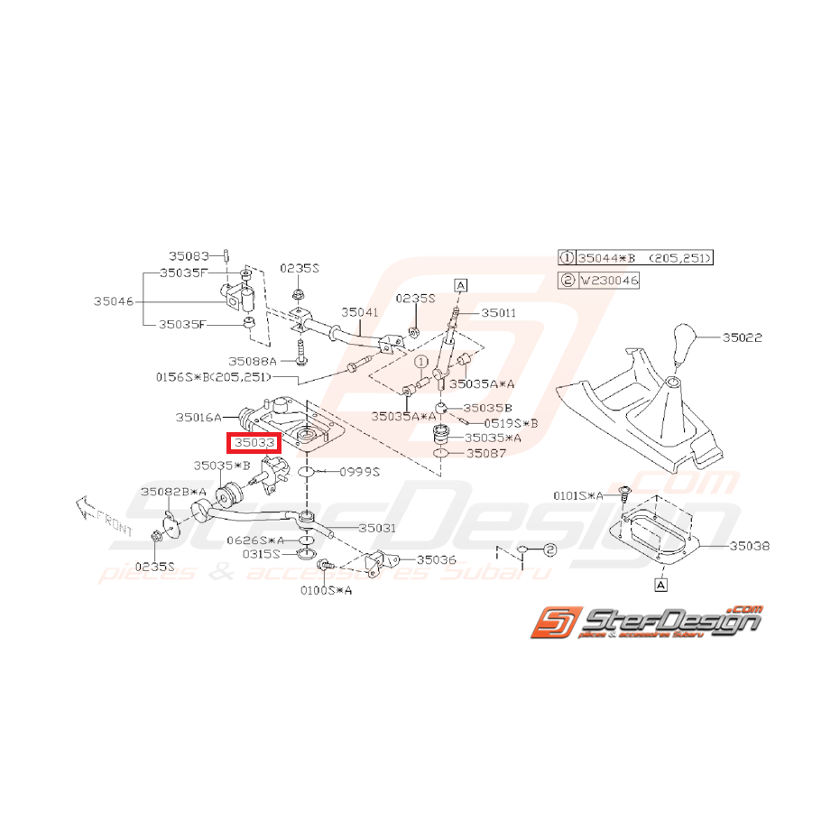 Support de boite de levier boite 5 WRX 01-11