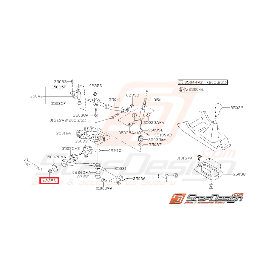 Écrou boite de vitesse et de support de pont GT 97-00 WRX/STI 01-07