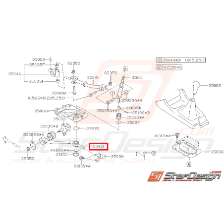 Tirant de levier de vitesse WRX 06-07