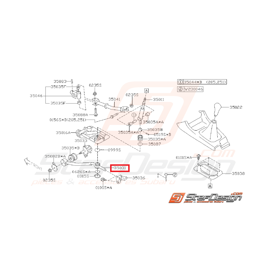 Tirant de levier de vitesse WRX 06-07