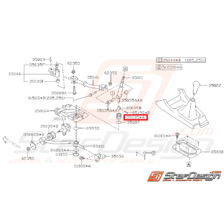 Silent bloc support levier de vitesse WRX 01-07