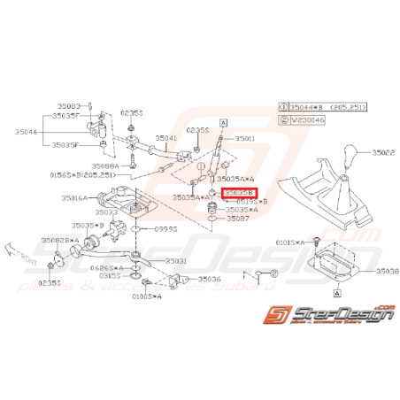 Silent bloc de levier de vitesse WRX 01-07