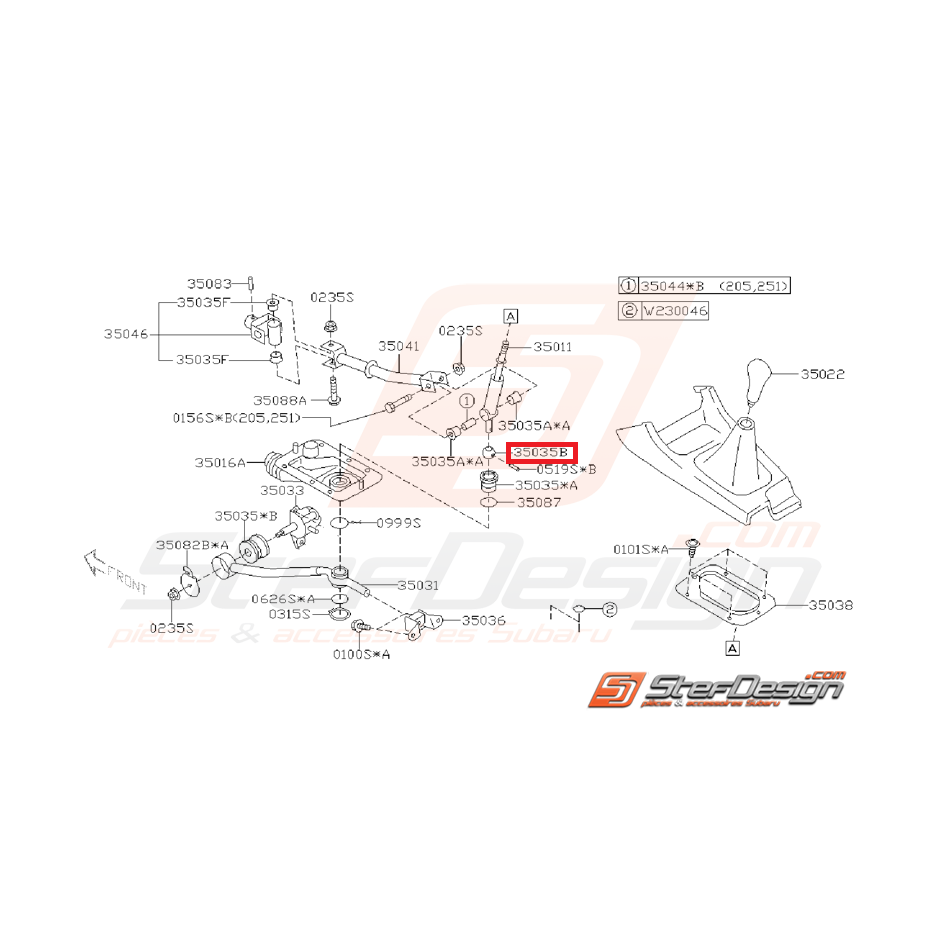 Silent bloc de levier de vitesse WRX 01-07