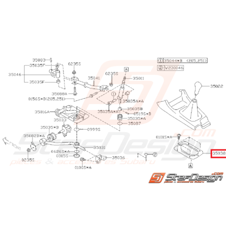 Plaque soufflet de levier de vitesse WRX/STI 01-07