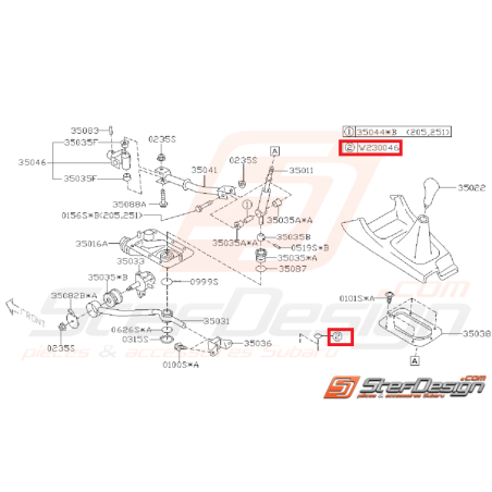 Passe fil boite levier de vitesse WRX 06-07