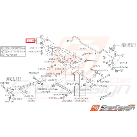 Berceau arrière STI 06-07 WRX 01-07