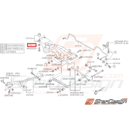 Rondelle de fixation de berceau arrière origine SUBARU WRX 01-07