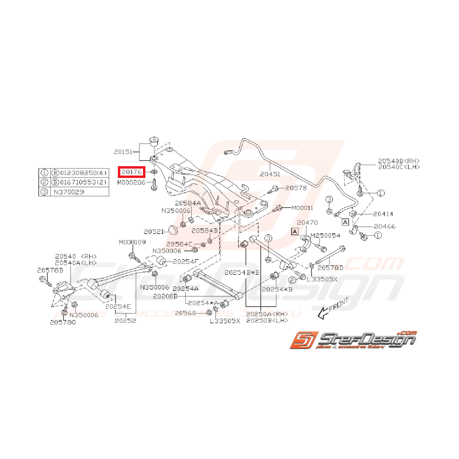 Rondelle de fixation de berceau arrière origine SUBARU WRX 01-07