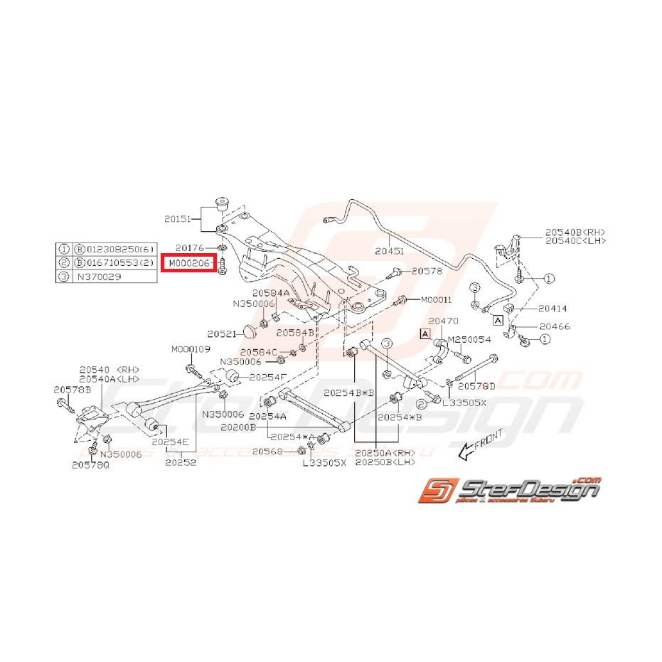 Vis fixation berceau arrière WRX/STI 01-07 Vis fixation berceau arrière WRX/STI 01-07