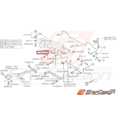 Écrou de train arrière et de fixation de triangle SUBARU WRX/STI 01-11