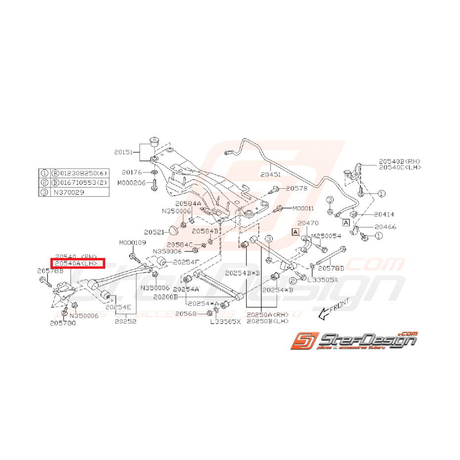 Support de bras de renfort SUBARU WRX/STI 03-07