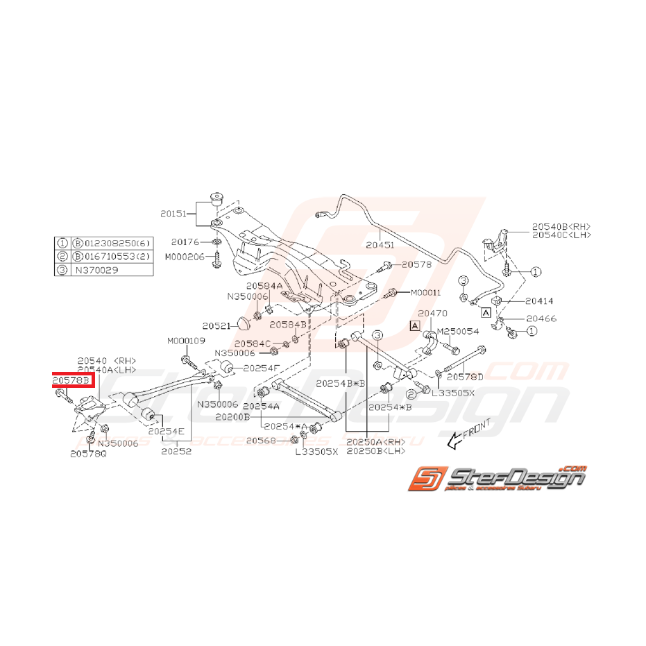 Vis de triangle avant pour GT 93-96 et WRX/STI 2001-2002