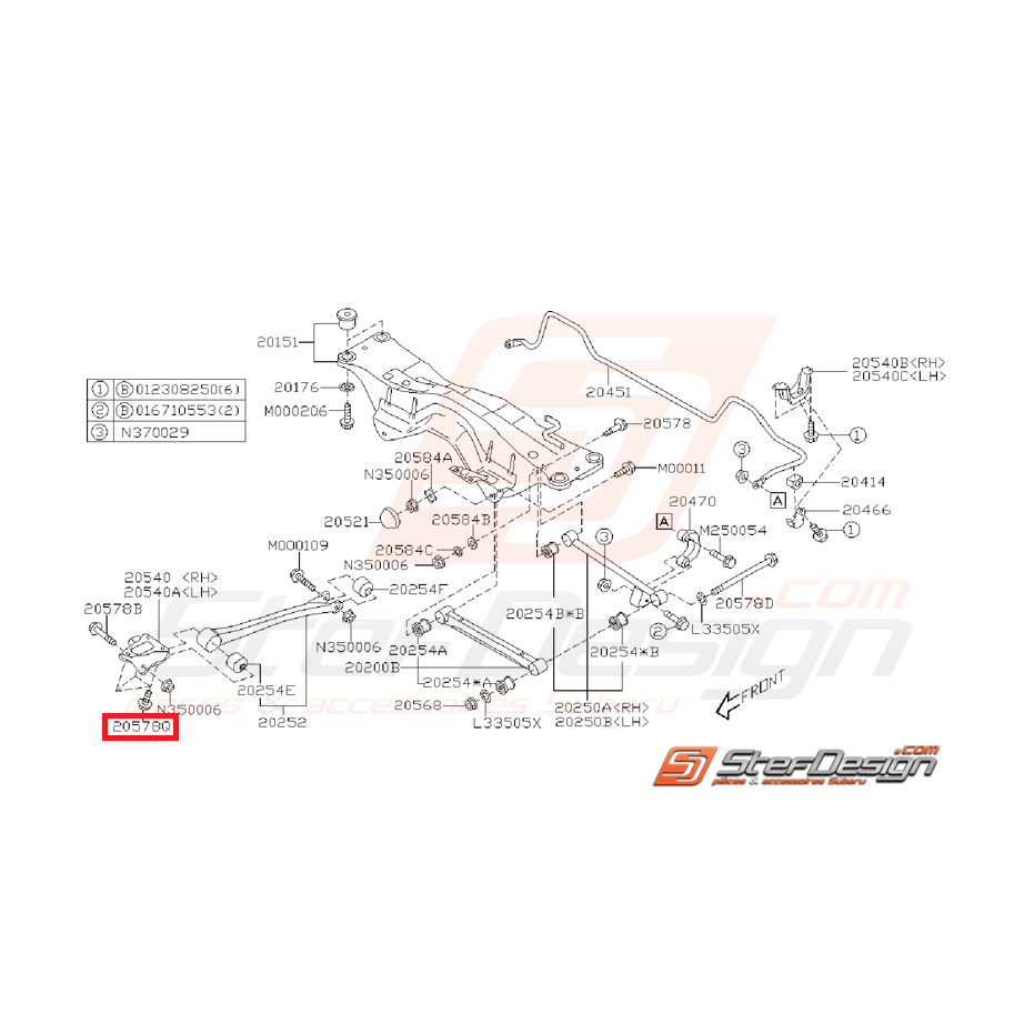 Vis de barre inférieur avant 6 points 
