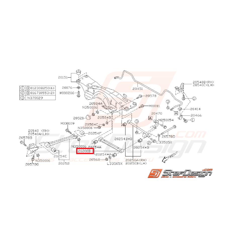 Tirants arrières origine SUBARU WRX 05-06