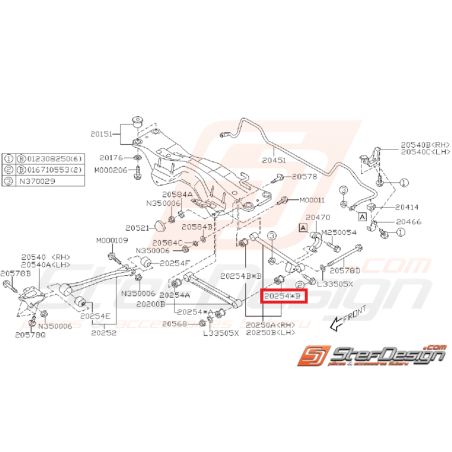 silent bloc de tirant arrière origine subaru GT 96-00