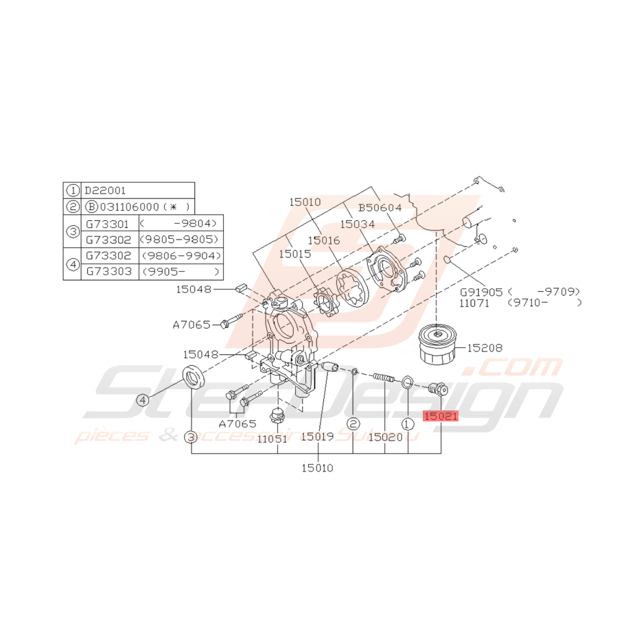 Bouchon de Déversement d'Huile Origine Subaru GT 1993 - 1996